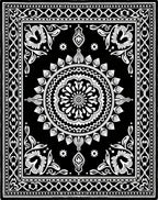 Classic Black White Floral Medallion Rug