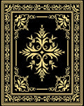 Ornate Floral Black and Gold Rug