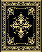 Ornate Floral Black and Gold Rug