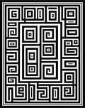 Bold Black White Geometric Maze Rug