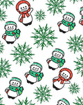 Playful Snowman With Green Snowflakes Rug