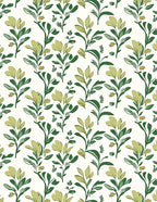 Green Floral Botanical Vine Pattern Rug