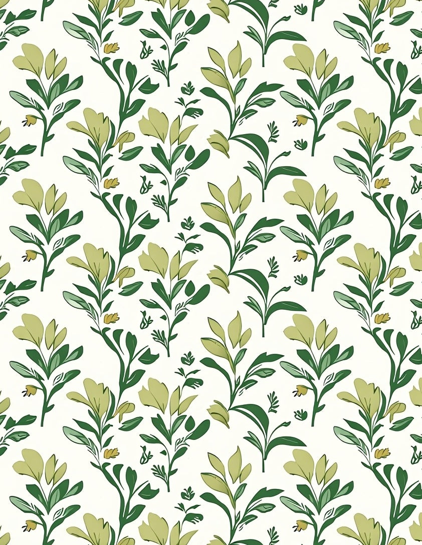 Green Floral Botanical Vine Pattern Rug