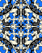 Bold Blue Black Cream Mandala Design Rug