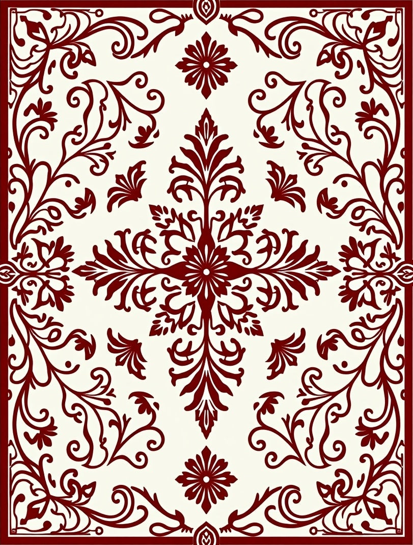 Classic Floral Scrollwork Patterned Rug