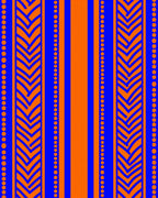Bold Orange Blue Stripe Design Rug