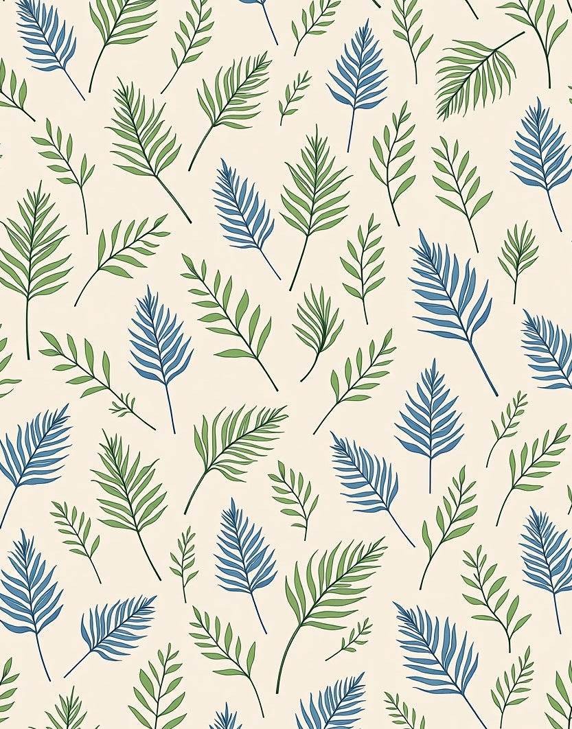 Green Blue Frond Tropical Scatter Rug