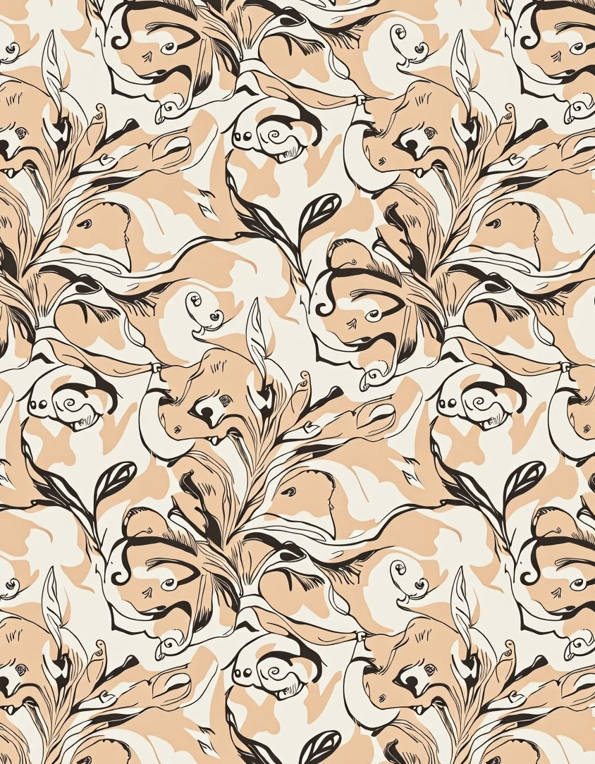 Abstract Floral Swirls Pattern Rug