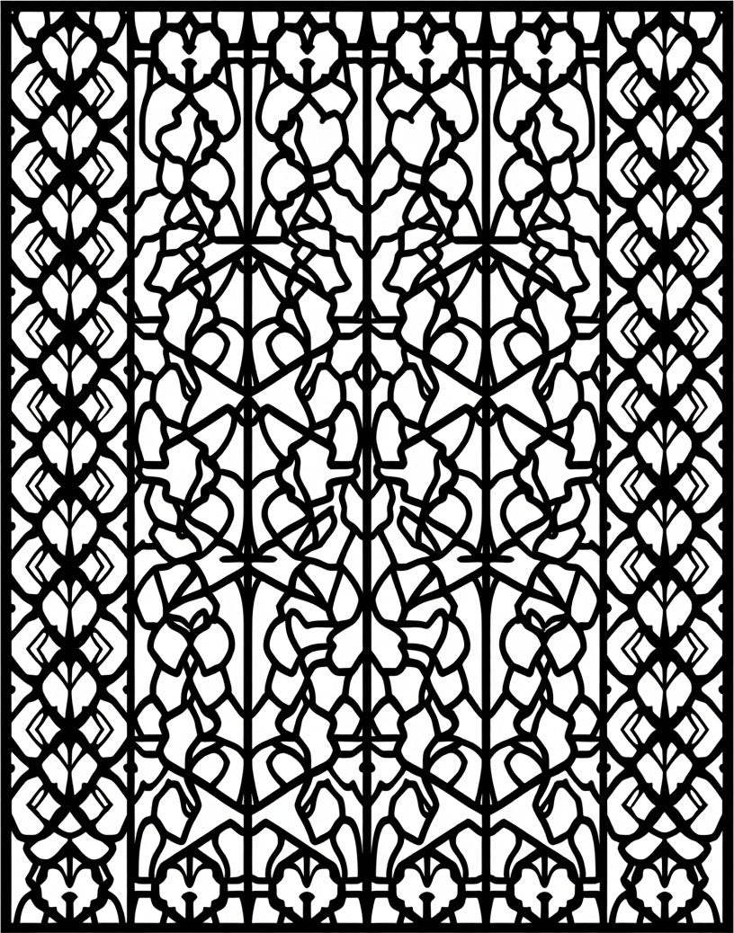 Black White Geometric Floral Pattern Rug