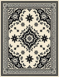 Vintage Floral Medallion Black Cream Rug
