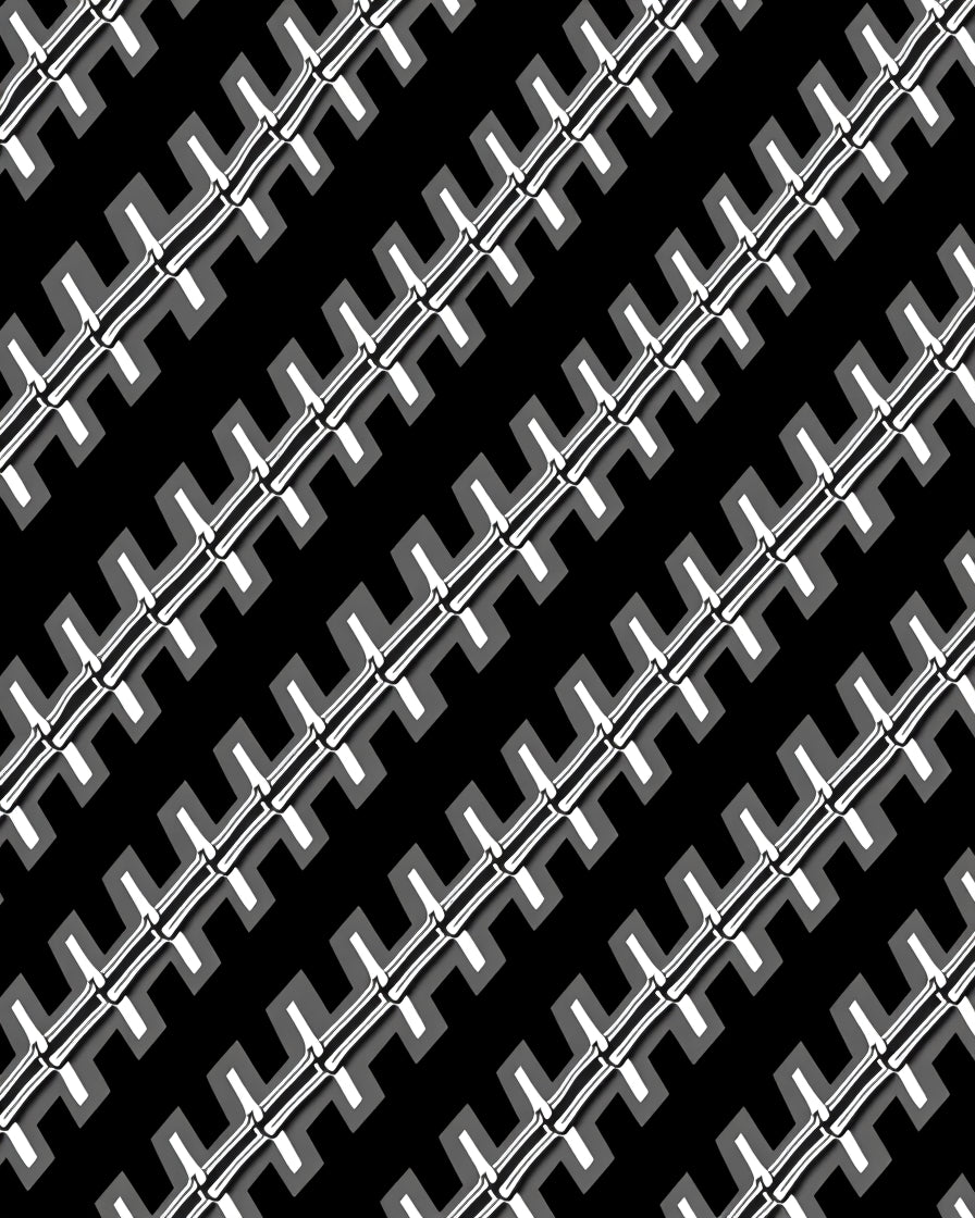 Modern Black White Jagged Stripe Rug