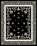 Black Cream Floral Vine Motif Rug