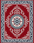 Rich Red Geometric Medallion Pattern Rug