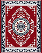 Rich Red Geometric Medallion Pattern Rug