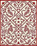 Red Floral Vine Patterned Rug