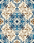 Ornate Blue Brown Floral Pattern Rug