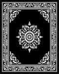 Ornate Black White Floral Frame Rug