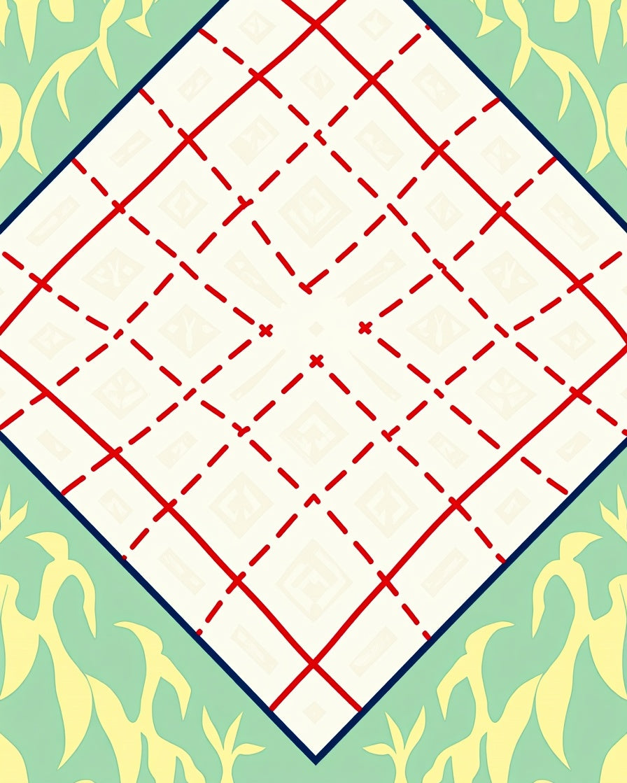 Geometric Diamond Red Blue Pattern Rug