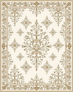 Antique Golden Floral Symmetry Rug