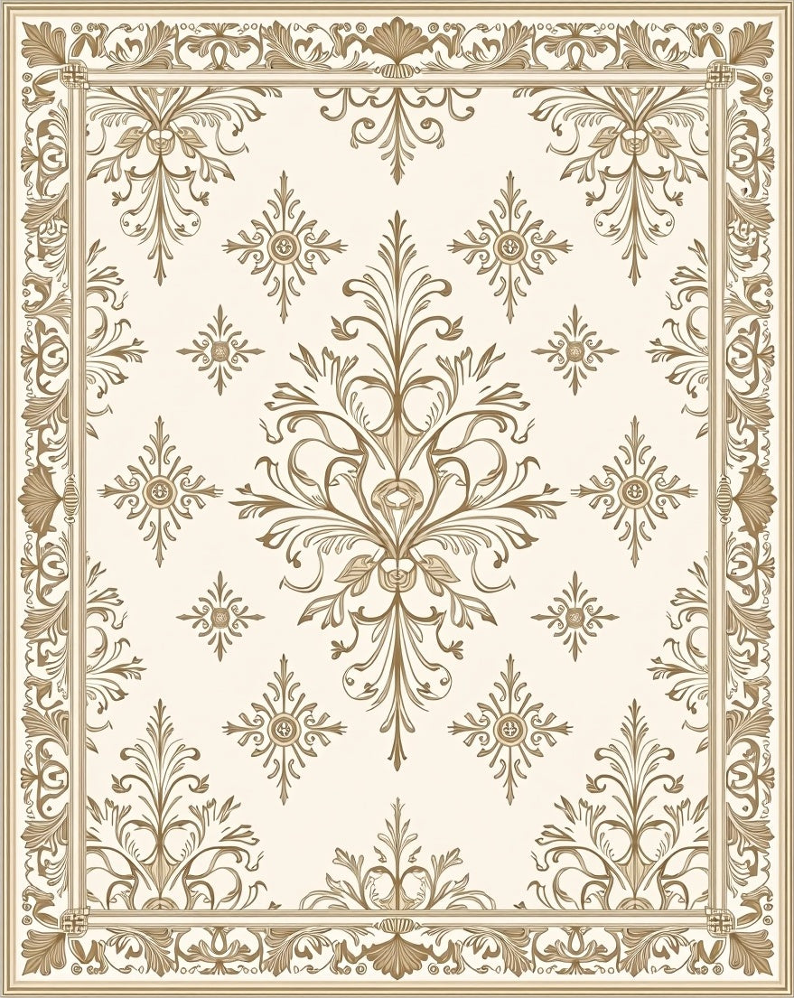Antique Golden Floral Symmetry Rug
