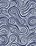 Swirl Pattern Navy White Abstract Design Rug