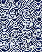 Swirl Pattern Navy White Abstract Design Rug