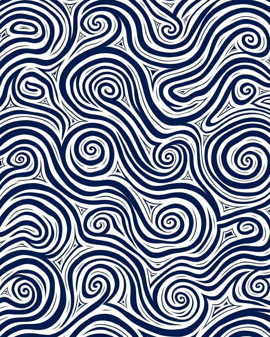Swirl Pattern Navy White Abstract Design Rug