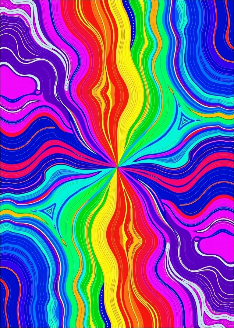 Vibrant Rainbow Swirl Abstract Design Rug