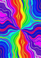 Vibrant Rainbow Swirl Abstract Design Rug