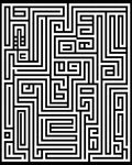 Black White Geometric Maze Pattern Rug