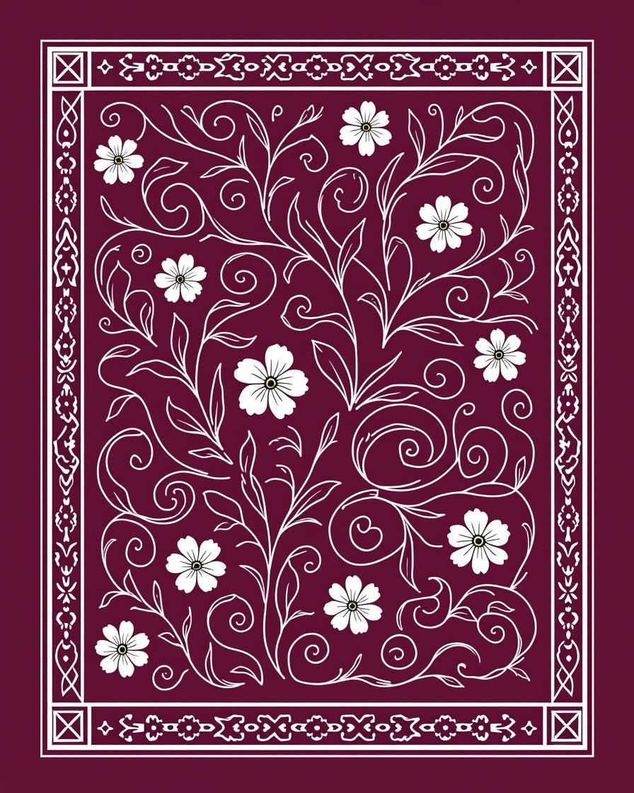 Victorian Floral Swirl Decorative Panel Rug