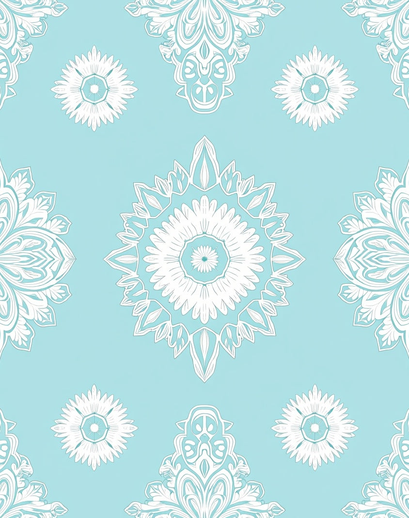 Serene Blue Mandala Pattern Rug