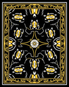 Black White Yellow Turtle Pattern Rug