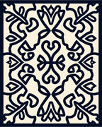Ornate Floral Motif Symmetry Design Rug