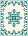 Teal Floral Swirl Detailed Pattern Rug