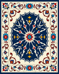 Vibrant Floral Medallion Border Design Rug