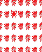 Bold Red Creature Pattern Design Rug