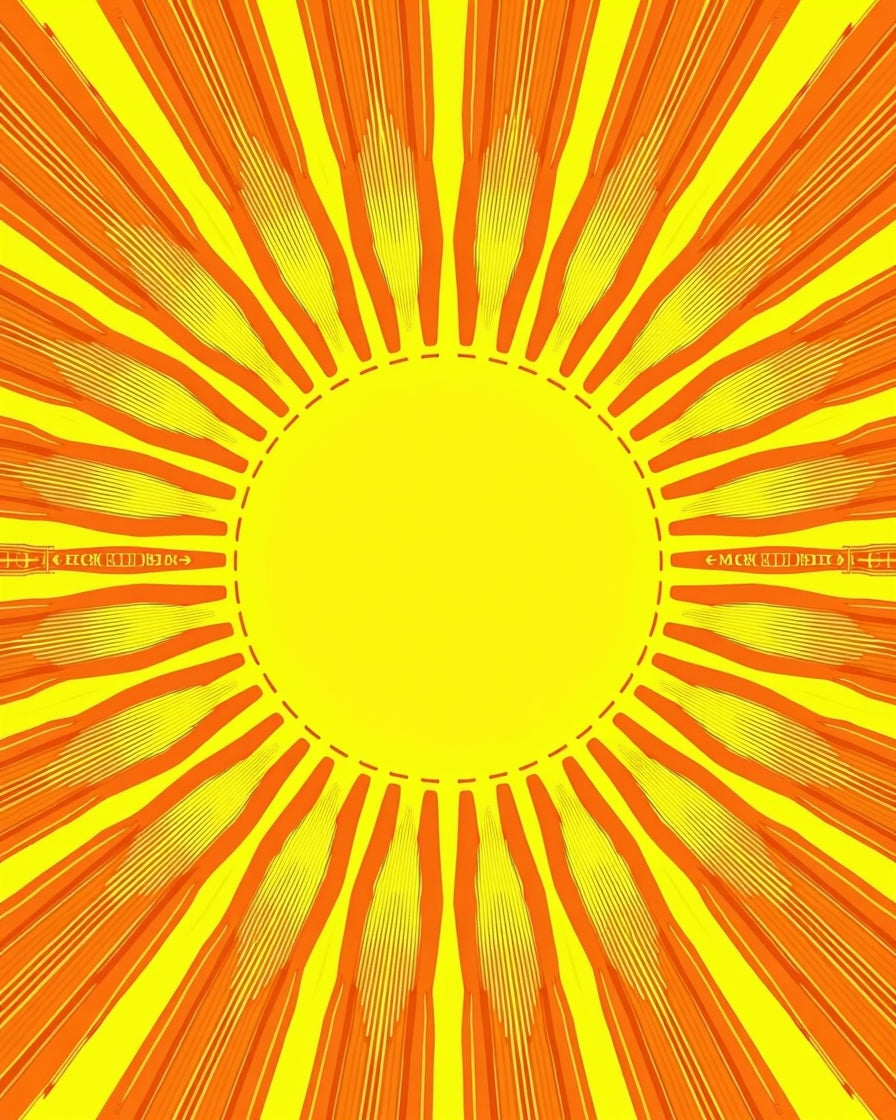 Radiant Sunburst Yellow Orange Design Rug