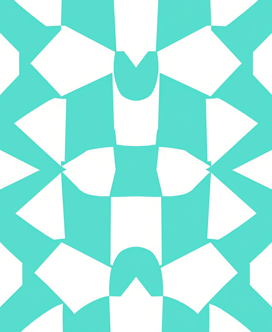 Geometric Aqua White Checkerboard Pattern Rug