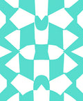 Geometric Aqua White Checkerboard Pattern Rug