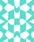 Geometric Aqua White Checkerboard Pattern Rug