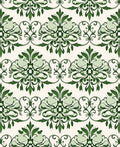 Ornate Green Floral Damask Pattern Rug
