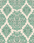 Elegant Teal Cream Damask Pattern Rug