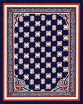 Classic Blue Red Cream Floral Pattern Rug