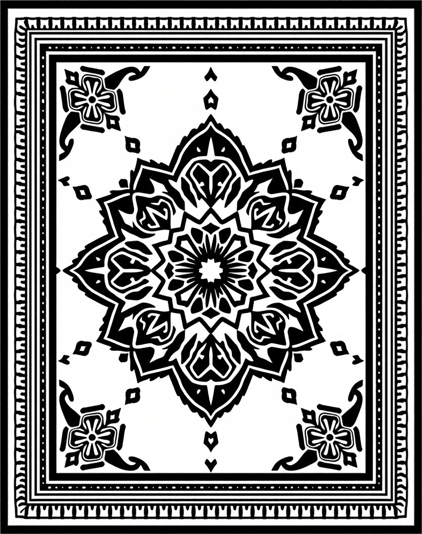 Intricate Geometric Mandala Pattern Rug