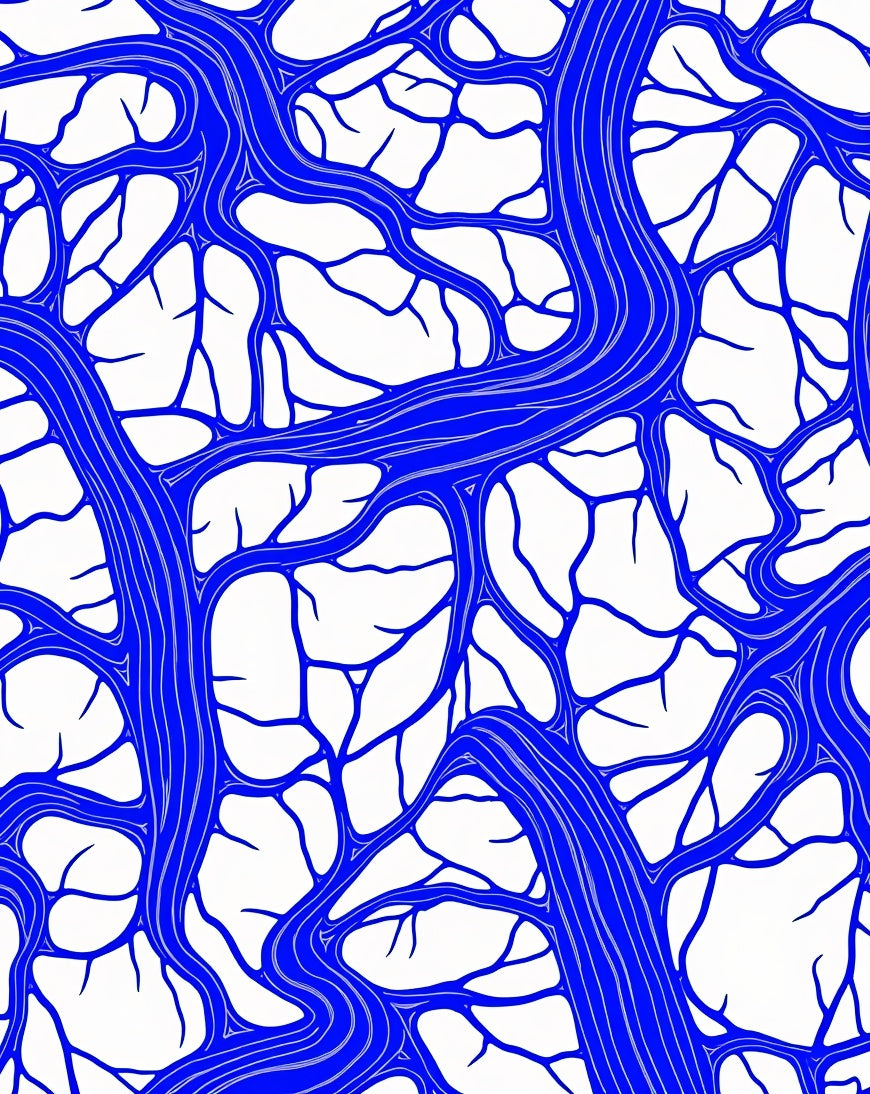 Abstract Blue Vein Pattern Rug