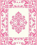 Ornate Pink Damask Border Rug
