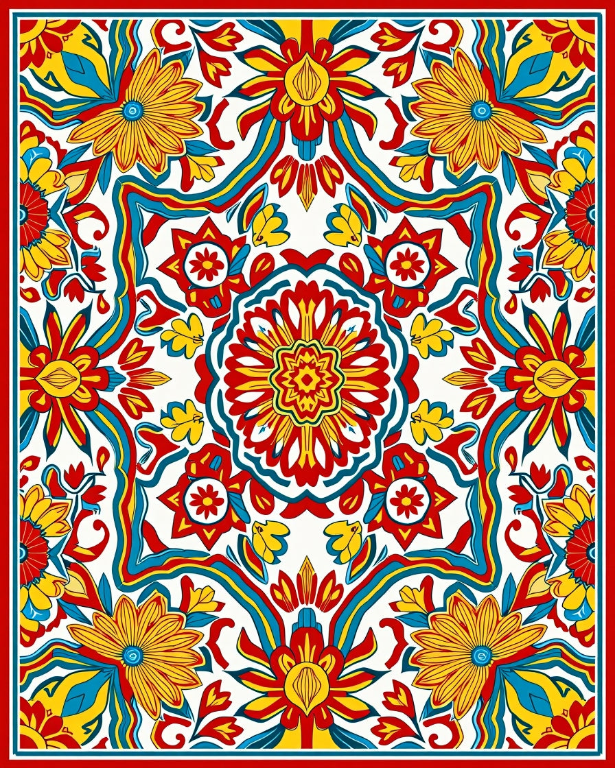 Vibrant Floral Mandala Pattern Rug