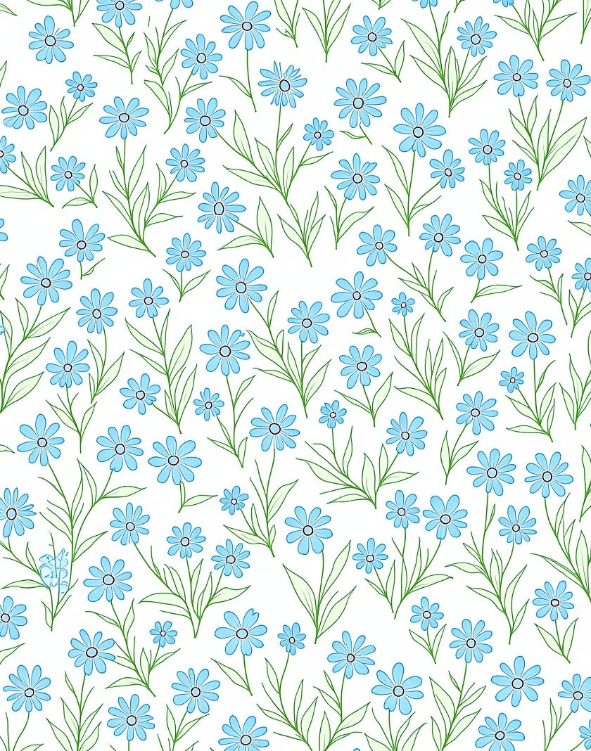Light Blue Floral Spring Pattern Rug