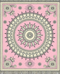 Pink Floral Medallion Mandala Square Rug